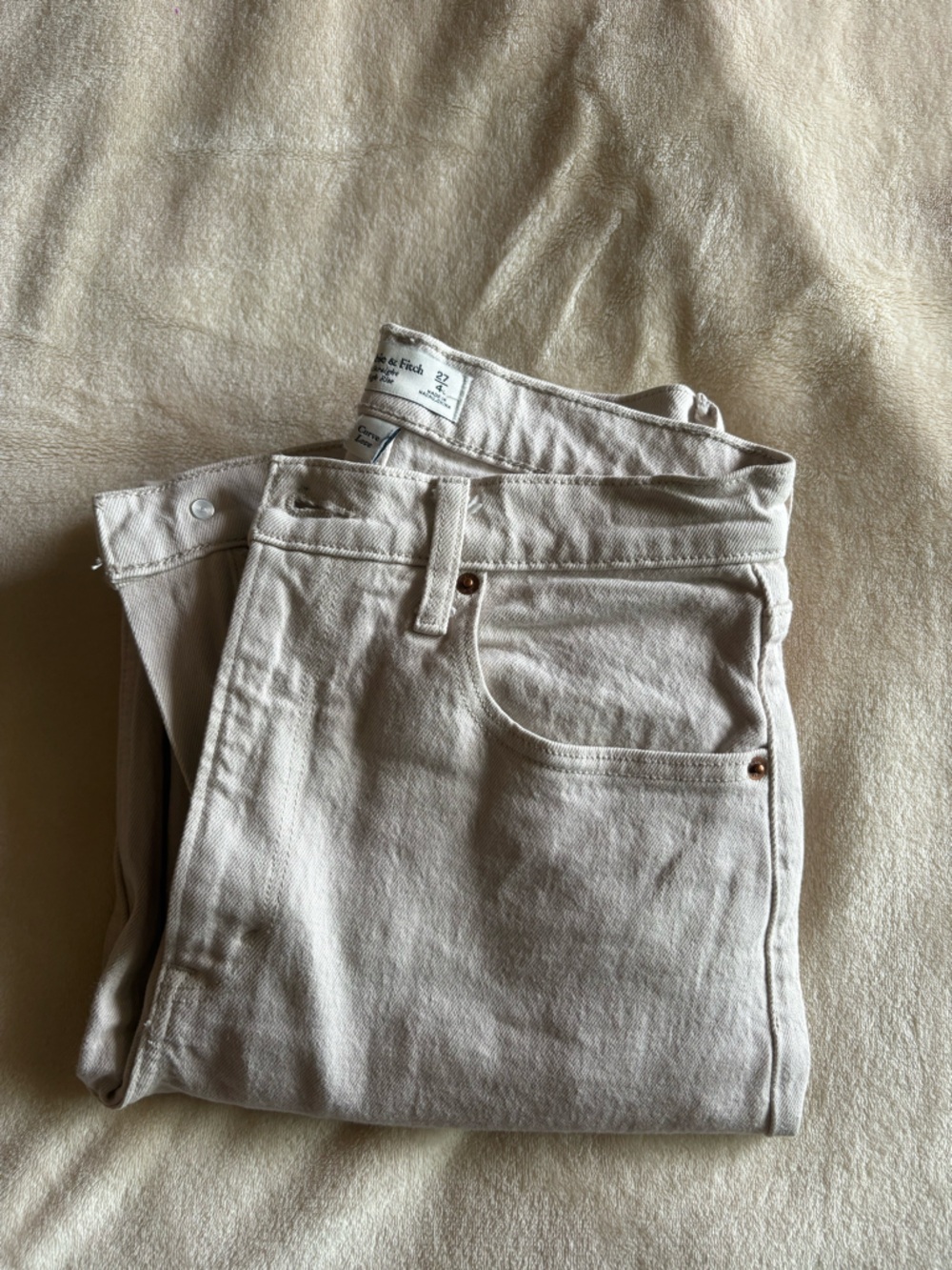 Abercrombie & Fitch Cream-Tan High-Rise Jeans